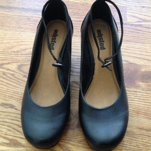 Black ankle strap wedge