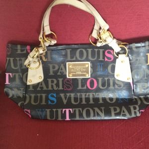 Large multi colored monogram tote