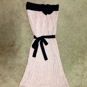 Bebe strapless crochet lace dress