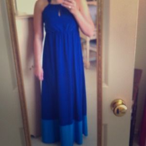 Dark blue and teal maxi dress
