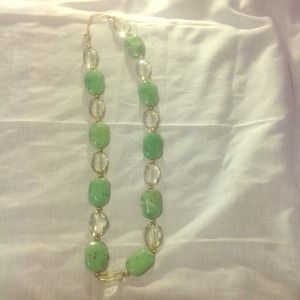 Jade green and clear bead necklace!