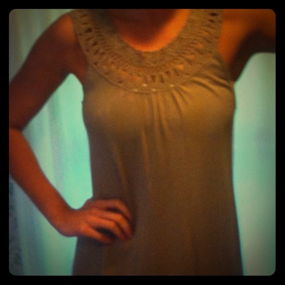 BCBGMAXAZRIA knit shift dress with crocheted neck