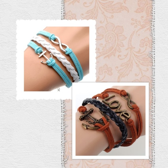 BUNDLED Nautical Anchor Infinity Bracelet