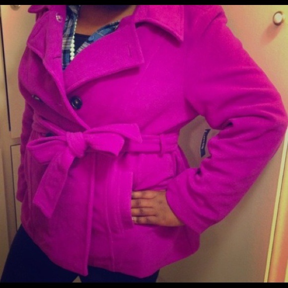Magenta Fleece Pea Coat