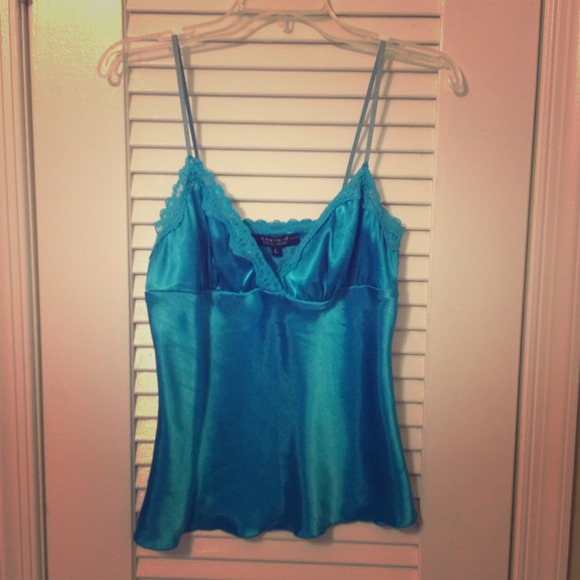 Blue silk tank top