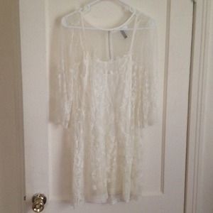 Ivory lace bell sleeve dress