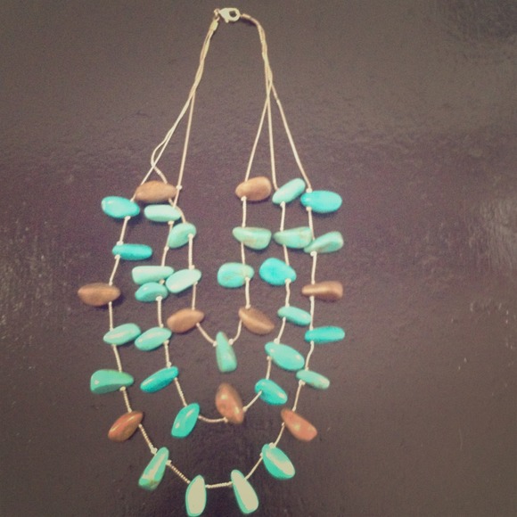 Turquoise and brown beaded necklace