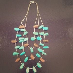 Turquoise and brown beaded necklace