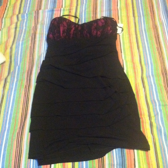 Black with pink lace cocktail dress