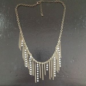 Gold chain & faux diamond necklace
