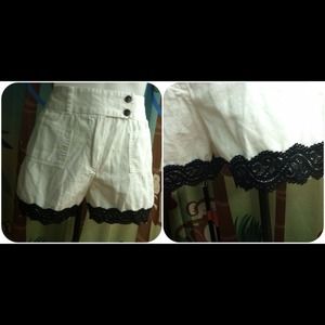 Black Laced High Waisted Shorts