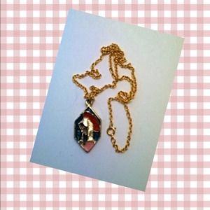 Stained glass Mary- costume enamel pendant w/chain