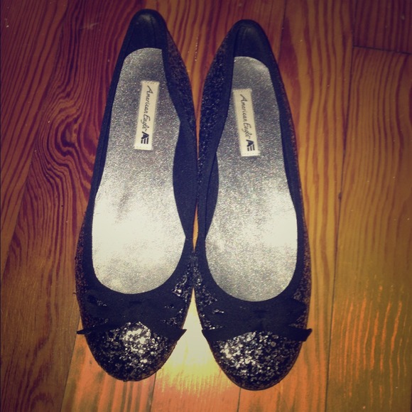 Sparkly black flats