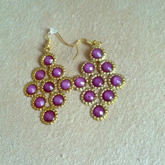 Purple and gold earrings