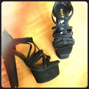 NASTYGAL platform strappy braided black sandals