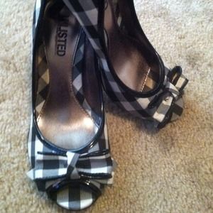 Black, Grey & White checkered heels