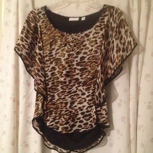 Animal print blouse with gold shimmer