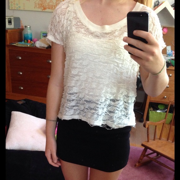 F21 destroyed white sheer sleeveless top