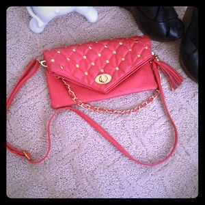Coral cross body purse