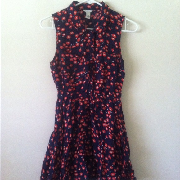 Collared Red White and Blue Floral Dress
