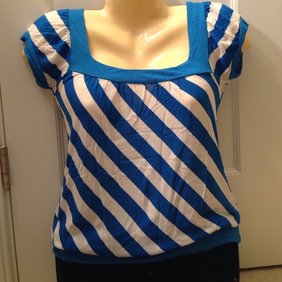 Blue and white banded top