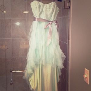 Mint colored hi-low teezeme dress