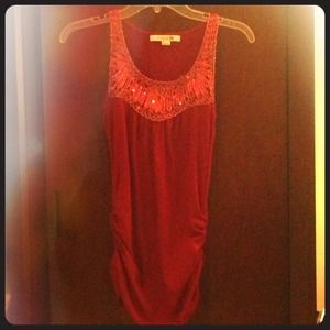 Gorgeous red embellished neckline top