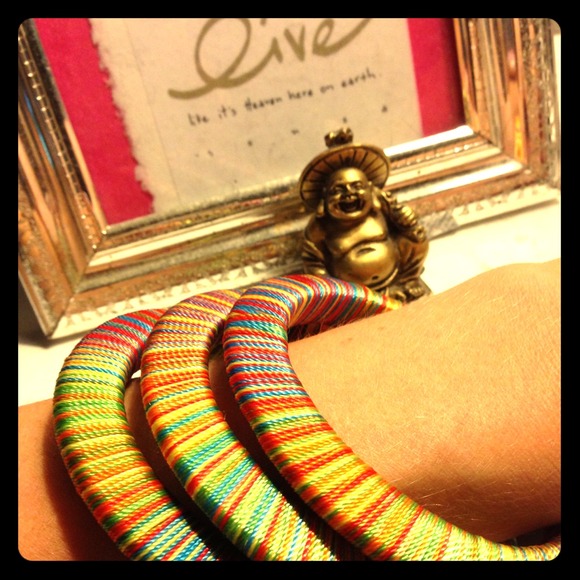 Set of 3 Rainbow Thread Bangles