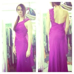 Jovani Fuchsia Asymmetrical gown