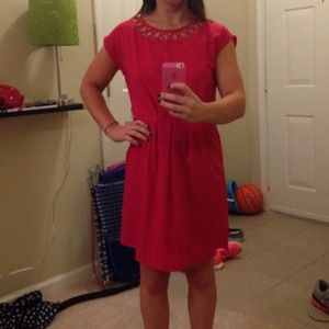 🚫SOLD🚫Bright red dress with cross cross collar