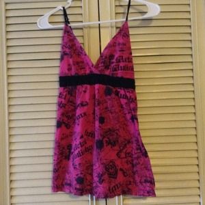 Metal mulisha hot pink& black spegatti strap.