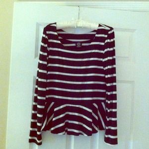 Black and white striped peplum top.