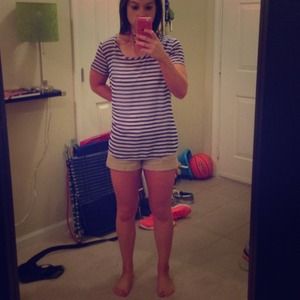 🚫SOLD🚫Chiffon blue and white striped tee