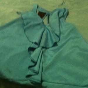 Blue shirt with black laces