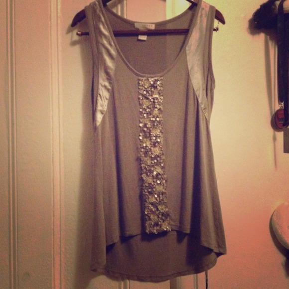 Shiny Silver Sleeveless Shirt