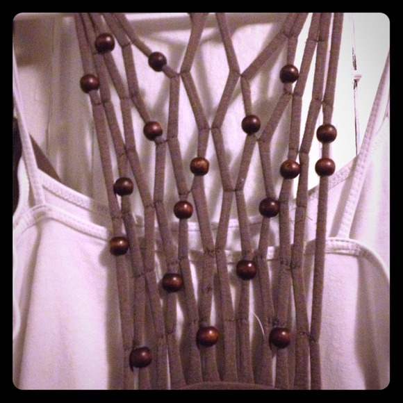 Grey sleeveless blouse with beaded back