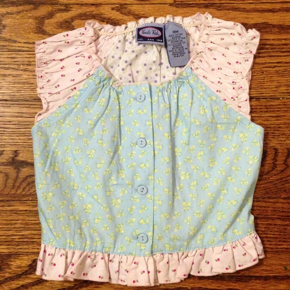 Baby girl's ruffle "vintage" looking floral top