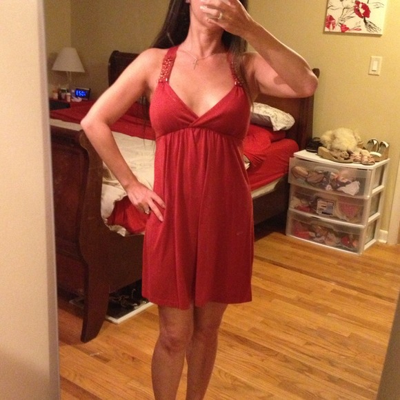 AMERICAN TAG burnt orange dress