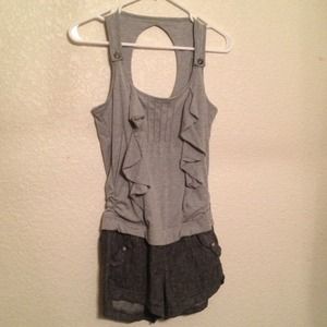 Adorable gray and jean romper!