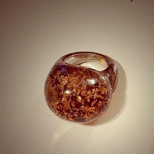 Galaxy gold-dust cluster statement ring