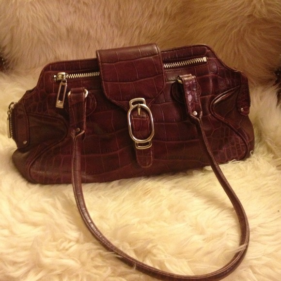 Cole Haan Alexa Crocodile embossed purple purse.