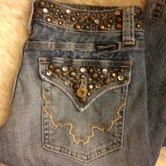 Miss Me bronze and bling bling studded jeans