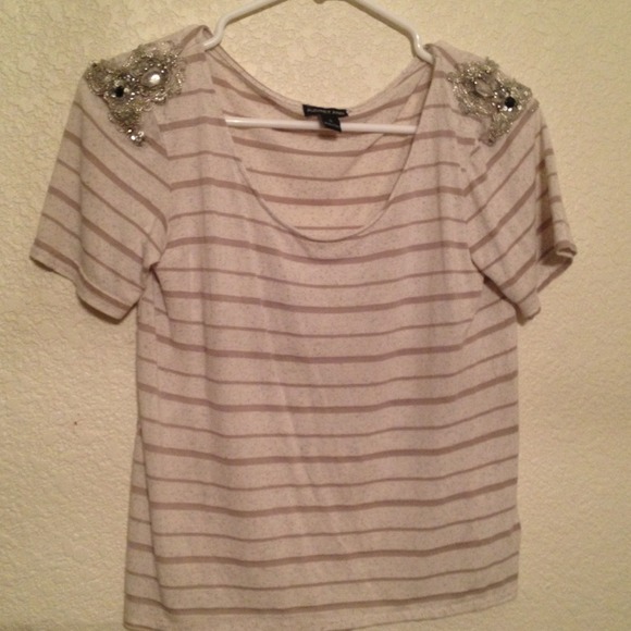 Sparkle sleeved striped shirt