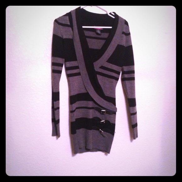 Striped hip hugging sweater dress