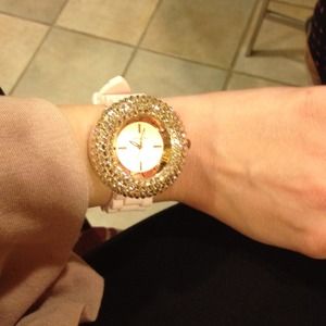 Arden B watch light pink with gold gems