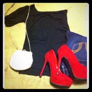 Form fitting one sleeve black dressy shirt