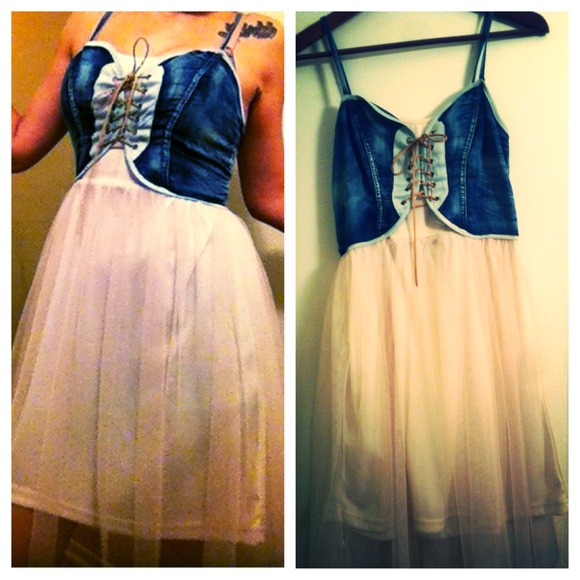 Denim corset style dress.