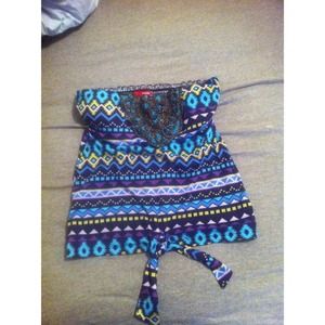 Strapless aztec/tribal top