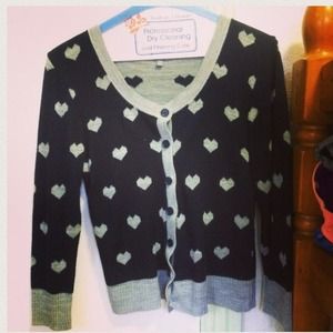 Gray & navy heart cardigan