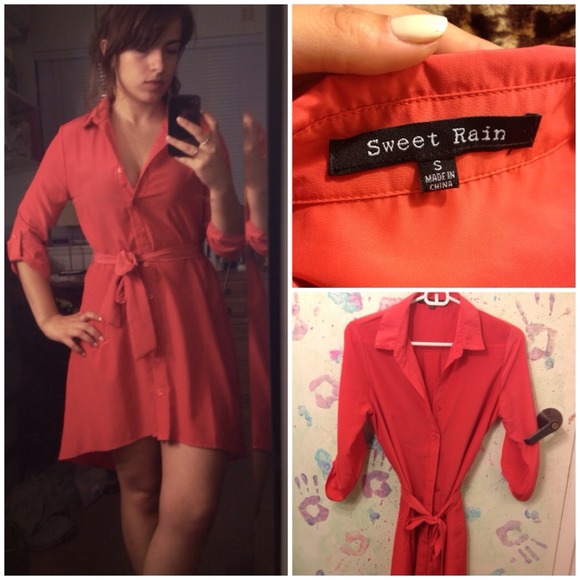 Pink/peach button up dress